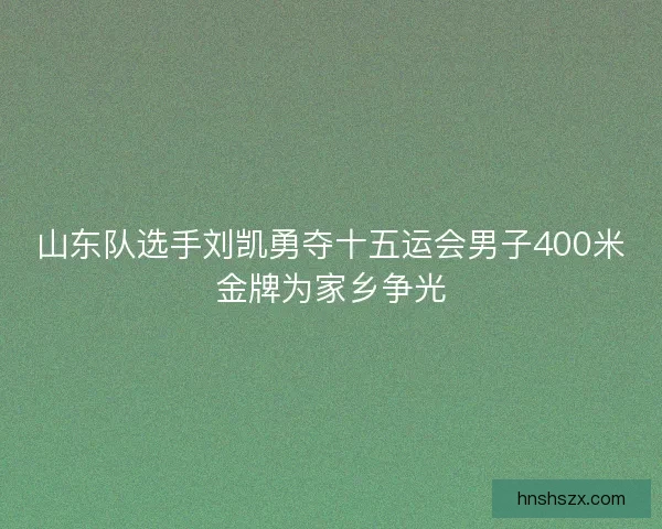 山东队选手刘凯勇夺十五运会男子400米金牌为家乡争光